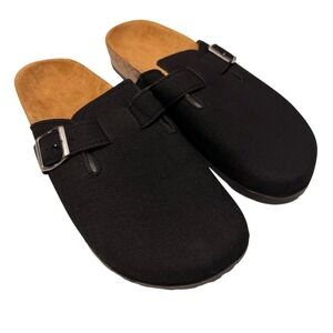 Black Slip-On Clogs with Buckle Size Men 9.5/10‎